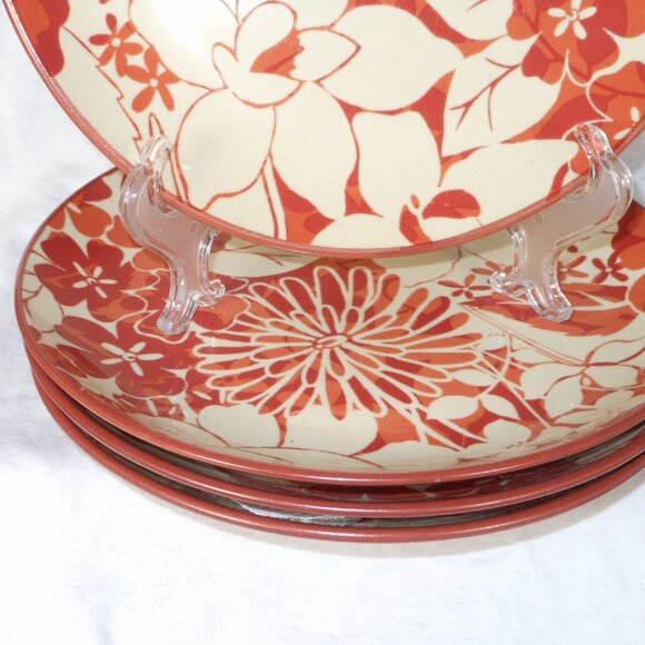 set of 4 salad plates. 222 Fifth Valle Red Stoneware - Picture 3 of 5